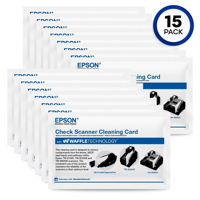 Waffletechnology Cleaning Card for Epson CaptureOneâ„¢ Check Scanner (15 Cards) - Image 2